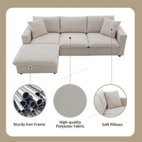 Modern Sectional Sofa, Couch Set with 2 Free pillows,4-seat Couch Set with Convertible ,Living Room
