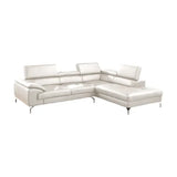 White Color Sectional Couch 2pc Set Living Room Furniture Faux Leather Right Facing Chaise