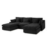 Cloud Couch 120''  Modern Sectional Sofa for Living Room Down Filled Couch with Ottoman U Shaped 5 Seater