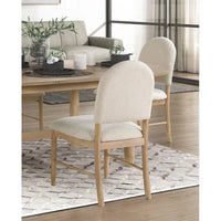 Elegant Luxury 5-Piece Dining Set with Natural Finish Oval Table and 4 Beige Upholstered Side Chairs