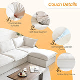 L Shape Corner Sectional Couch  Breathable Linen Cloud Couches  Sectional Sofas for Living Room