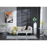 3 Pieces Living Room Table Set, Faux Marble Coffee Table Console with End Side Table