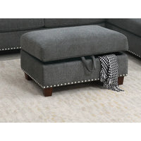 Set Sectional sofa Slate Color Velvet Fabric Reversible Chaise Sofa Sectional w Pillows