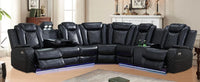 Power Recliner Sofa Sectional Couches with LED Light for Living Room,Leather Reclining