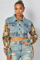 winter fashion print color matching denim jeans