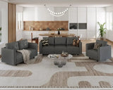 Faux Leather Fabric Modular Sectional Sofa Set with Storage, Armchair Loveseat