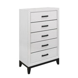 5PC Full Bedroom Set in Mirage White - Modern Bed, Nightstands, Dresser