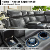 Power Recliner Sectional Sofa Couches With LED Light For Living Room, Reclining Couch Sets