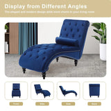 Button-Tufted Upholstered Chaise Lounge Chair with Pillow for Bedroom Living Room