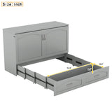 Murphy Bed Wall Bed with drawer and a set of Sockets & USB Ports, Pulley Structure Design, Multi-function