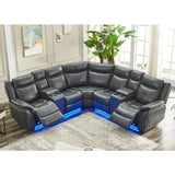 Power Recliner Sectional Sofa Couches With LED Light For Living Room, Reclining Couch Sets