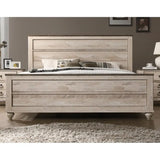 White Wash Finish 4-Piece King Bedroom Set - Bed, Dresser, Mirror, Nightstand