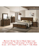 Wood Panel 5-Piece King Bed Set with Dresser, Mirror, Nightstand, and Chest