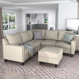 Living Room Rivet Modern Upholstered Sofa Set with cushions