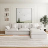 Living Room Modern Cloud Couch Down Filled L-Shaped 3Seater Couch with Ottoman