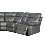 Faux Leather Curved Sectional Loveseat with Power Recliners and Storage Consoles