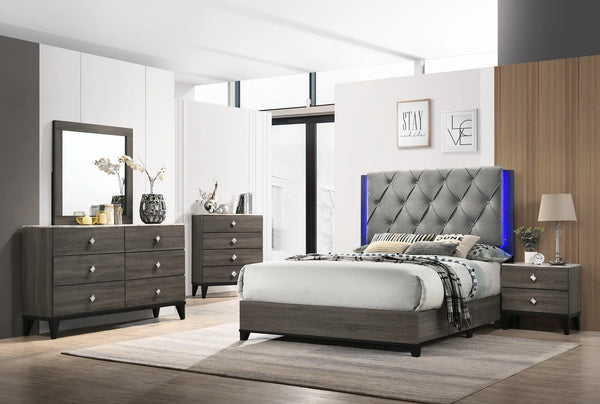 Bedroom Furniture – Athens 6-Piece Bedroom Set. Bed, Dresser, Mirror, Chest & 2 Night Stands