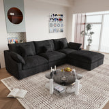 Living Room Modern Cloud Couch Down Filled L-Shaped 3Seater Couch with Ottoman
