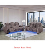 Power Reclining Sofa and Loveseat Set with Power Headrest, LED Lighting