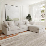 Living Room Modern Cloud Couch Down Filled L-Shaped 3Seater Couch with Ottoman