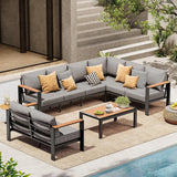 Aluminum Outdoor Patio Furniture Set 8 Seats, Outdoor Sectional Corner Sofa, Patio