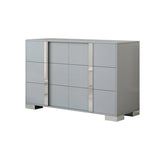 4-Pieces Bedroom Sets Queen Size Upholstered Bed with LED Lights, Mirrored Nightstands and Dresser