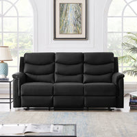 Manual Recliner Sofa Living Room Set Upholstered Faux Leather 3-seater and Loveseat Couch with Storage