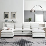 Modern U-shaped Sectional Sofa with Waist Pillows,6-seat Upholstered Symmetrical Sofa Furniture,Sleeper Sofa Couch