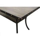 rectangular dining table, 6 high chairs, charcoal fabric cluster back tabletop chairs