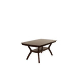 furniture set, a square dining table with shelves and 6 armchairs, coffee colored finish