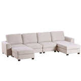 U shaped Sofa versatile convertible sofa bed with Removable Ottoman modern living room design
