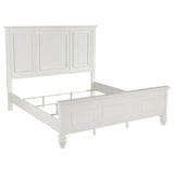 Cream White Beach King Wood Panel Bed Frame