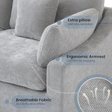 Living Room Modern Cloud Couch Down Filled L-Shaped 3Seater Couch with Ottoman