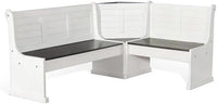 Wood Kitchen Corner Breakfast Dining Nook Set with Hidden Storage in Off White Dark Brown