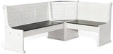 Wood Kitchen Corner Breakfast Dining Nook Set with Hidden Storage in Off White Dark Brown