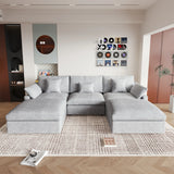 Cloud Couch 120''  Modern Sectional Sofa for Living Room Down Filled Couch with Ottoman U Shaped 5 Seater