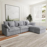 Living Room Modern Cloud Couch Down Filled L-Shaped 3Seater Couch with Ottoman