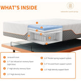 Queen Adjustable Bed Frame - 14“ Luxury Cool Gel Memory Foam Hybrid Mattress