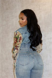 winter fashion print color matching denim jeans