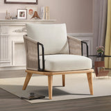 EBELLO 2PCS Living Room Casual Wooden Hand Braided Rope Armchair