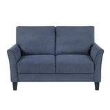 sofa set, blue soft cushion sofa, couple's chair, plush seat, solid wood living room furniture