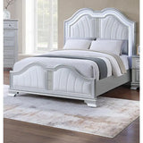 Elegant Unique Design Queen Size Bed Gray Finish with Built-In USB Port, 1pc for Bedroom