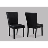 7pc Dining Table Set - White Marble & Black Finish, Black Faux Leather Upholstered Chairs