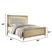 Queen Size Gold 4 Piece Bedroom Set include Mirror/Bed/1 Nightstand/Dresser