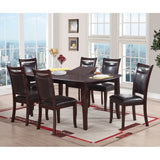 dark brown rectangular modern dining table with butterfly leaf 6x side chairs