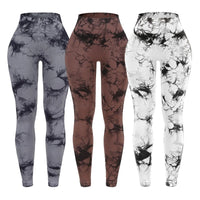 3 Piece Workout Leggings Sets for Women High Waisted Tie Dye Gym Scrunch Butt Lifting Seamless Yoga