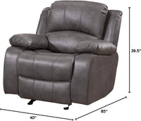 3PC Bonded Leather Reclining Sofa Chair Set Living Room Set Sofa Loveseat Glider Chair