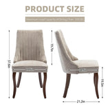 Dining Chairs Set of 4，Linen Channel Tufted Kitchen Dining Room Chair