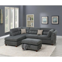 Set Sectional sofa Slate Color Velvet Fabric Reversible Chaise Sofa Sectional w Pillows