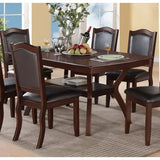 furniture set, a square dining table with shelves and 6 armchairs, coffee colored finish
